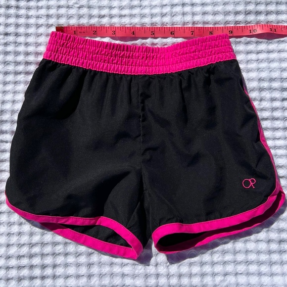 OP Black Girls Shorts with Hot Pink Elastic Waistband and Trim - Picture 10 of 14